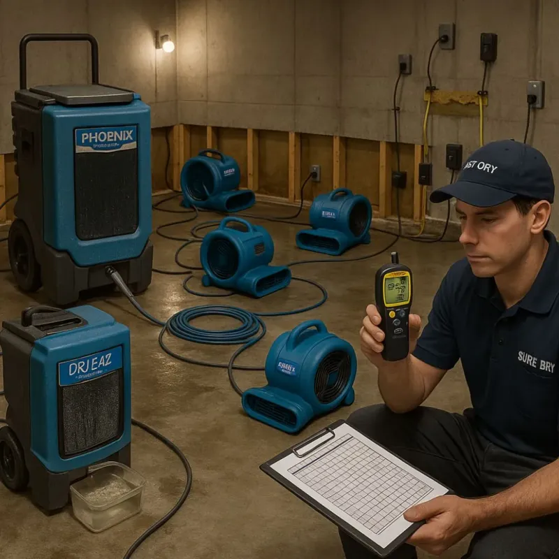 Structural Drying and Dehumidification process in West Samoset, FL